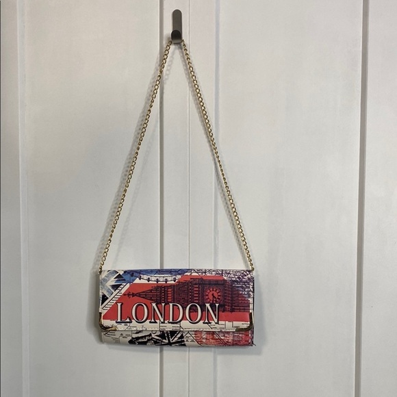 ALDO Unique London Print Clutch Bag - Red blue white - crossbody - Picture 1 of 7